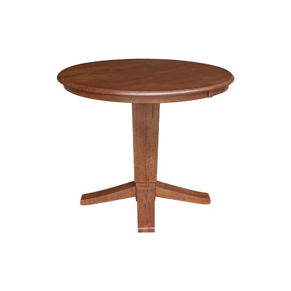 International Concepts 36 in. Solid Wood Round Top Pedestal Dining Table - 29.9 in. High, Distressed Oak - K42-36RT-23B