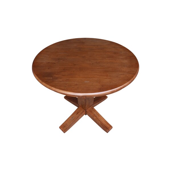 International Concepts 36 in. Solid Wood Round Top Pedestal Dining Table - 29.9 in. High, Distressed Oak - K42-36RT-23B