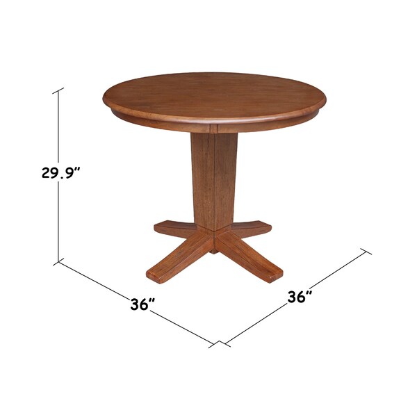 International Concepts 36 in. Solid Wood Round Top Pedestal Dining Table - 29.9 in. High, Distressed Oak - K42-36RT-23B