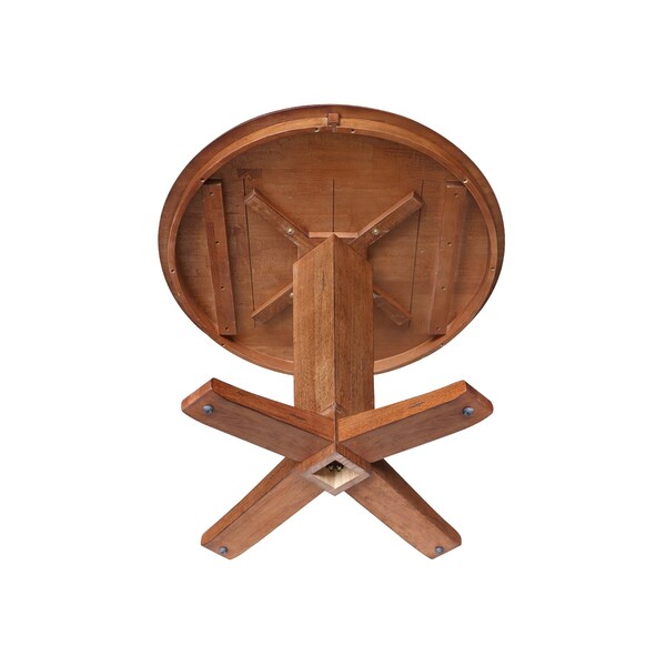 International Concepts 36 in. Solid Wood Round Top Pedestal Dining Table - 29.9 in. High, Distressed Oak - K42-36RT-23B