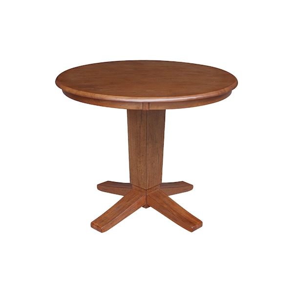 International Concepts 36 in. Solid Wood Round Top Pedestal Dining Table - 29.9 in. High, Distressed Oak - K42-36RT-23B