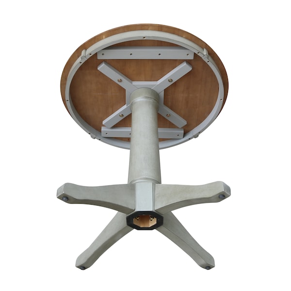 International Concepts Round 30 in Rd Top Pedestal Table, Dining Height, Hickory/Stone, 30 in W, 30 in L, 29.9 in H, Wood - K41-30RT-27B