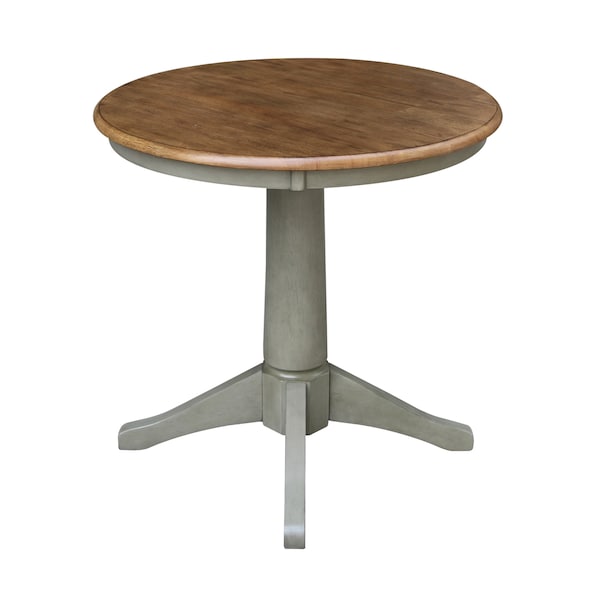 International Concepts Round 30 in Rd Top Pedestal Table, Dining Height, Hickory/Stone, 30 in W, 30 in L, 29.9 in H, Wood - K41-30RT-27B