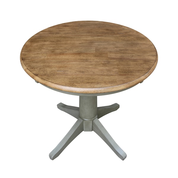 International Concepts Round 30 in Rd Top Pedestal Table, Dining Height, Hickory/Stone, 30 in W, 30 in L, 29.9 in H, Wood - K41-30RT-27B