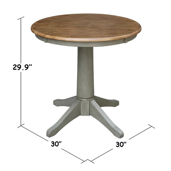 International Concepts Round 30 in Rd Top Pedestal Table, Dining Height, Hickory/Stone, 30 in W, 30 in L, 29.9 in H, Wood - K41-30RT-27B