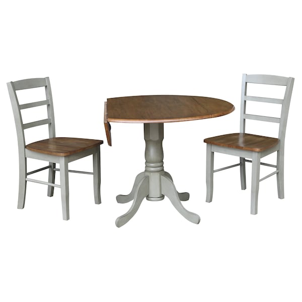 International Concepts 42 in. Dual Drop Leaf Dining Table with 2 Madrid LadderBack Chairs - K41-42DP-C2-2