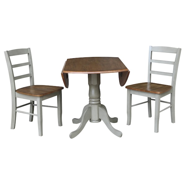 International Concepts 42 in. Dual Drop Leaf Dining Table with 2 Madrid LadderBack Chairs - K41-42DP-C2-2