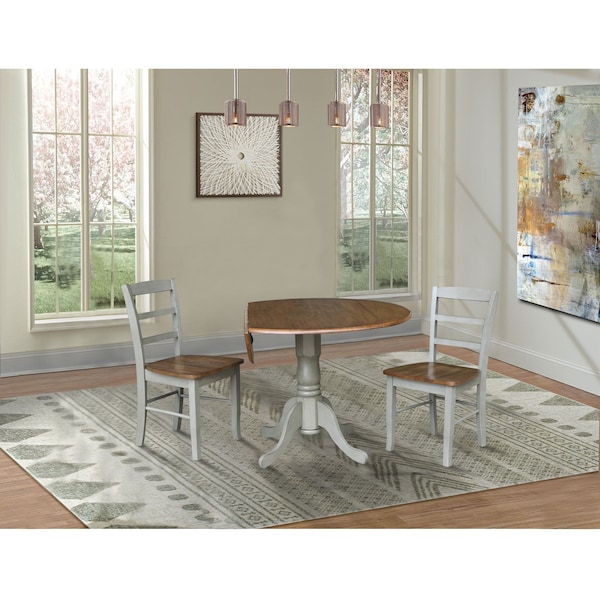 International Concepts 42 in. Dual Drop Leaf Dining Table with 2 Madrid LadderBack Chairs - K41-42DP-C2-2