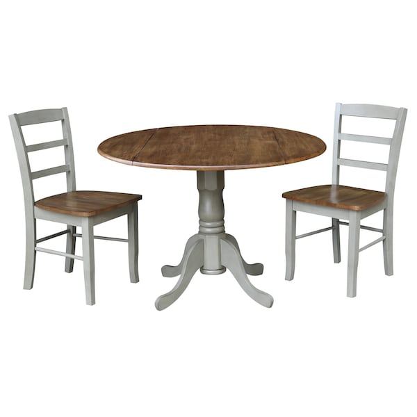 International Concepts 42 in. Dual Drop Leaf Dining Table with 2 Madrid LadderBack Chairs - K41-42DP-C2-2