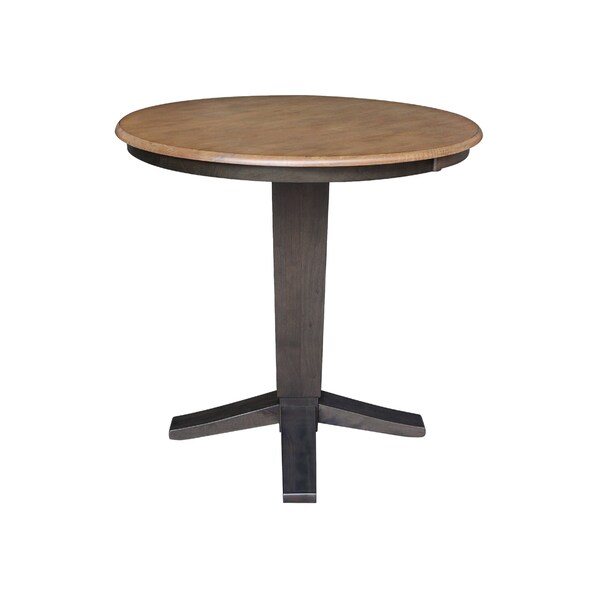 International Concepts 36 in. Solid Wood Round Top Pedestal Dining Table - 35.9 in. High, Hickory/Washed Coal - K45-36RT-23B-36