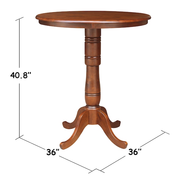 International Concepts Round 36 in Round Top Pedestal Table, 40.9 inH, Espresso, 36 in W, 36 in L, 40.9 in H, Wood - K581-36RT-6B-2