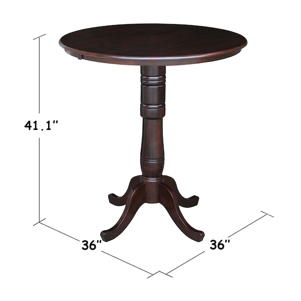 International Concepts Round 36 in Round Top Pedestal Table, 40.9 inH, Rich Mocha, 36 in W, 36 in L, 40.9 in H, Wood - K15-36RT-6B-2