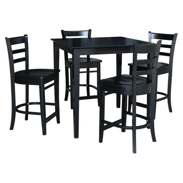 International Concepts 36 in. x 36 in. Counter Height Table with 4 Emily Counter Height Stools - 5 Piece Set - K46-3636-S6172-4