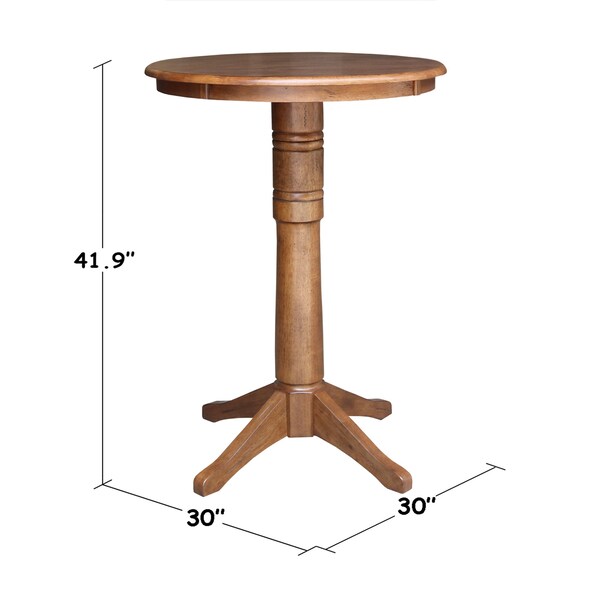 International Concepts Round 30 in Round Top Pedestal Table, 41.9 in Height, Distressed Oak, 30 in W, 30 in L, 41.9 in H - K42-30RT-27B-6B-2