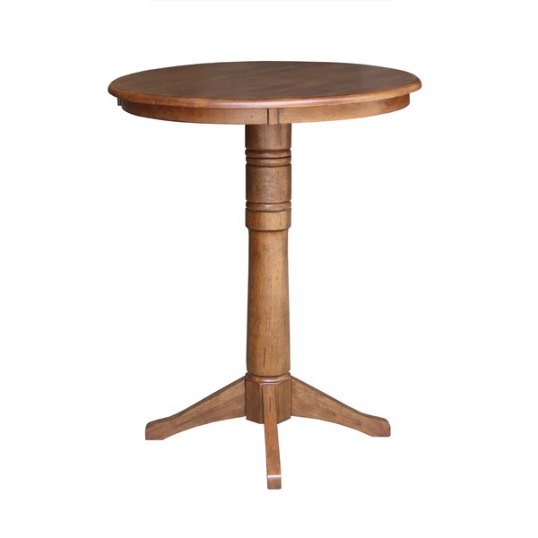 International Concepts Round 30 in Round Top Pedestal Table, 41.9 in Height, Distressed Oak, 30 in W, 30 in L, 41.9 in H - K42-30RT-27B-6B-2