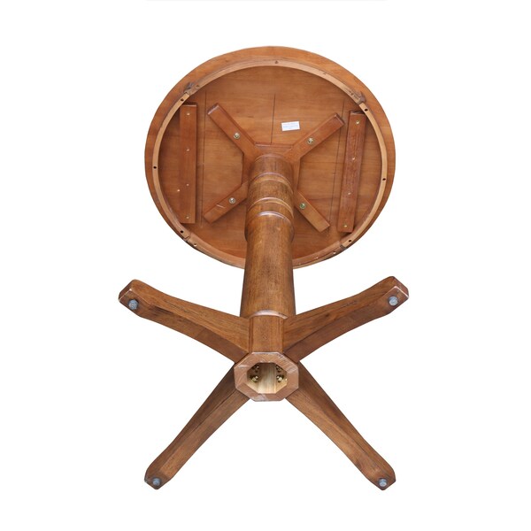 International Concepts Round 30 in Round Top Pedestal Table, 41.9 in Height, Distressed Oak, 30 in W, 30 in L, 41.9 in H - K42-30RT-27B-6B-2