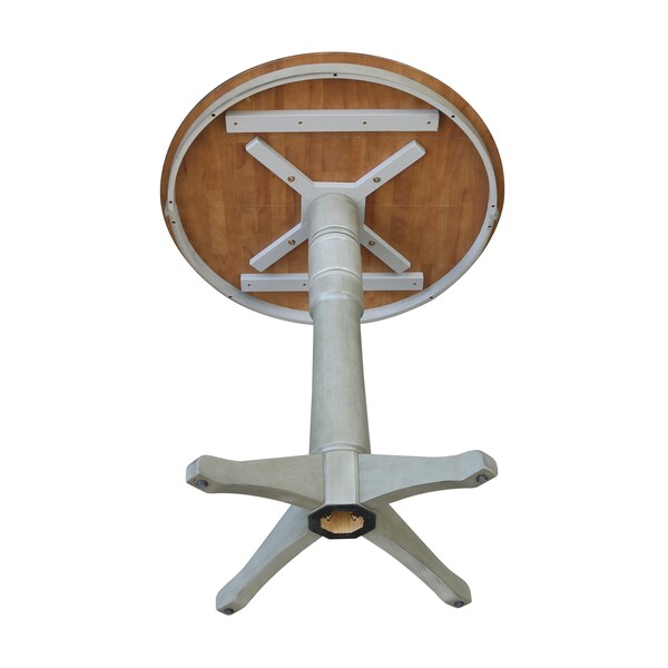 International Concepts Round 36 in Round Top Pedestal Table, Bar Height, Hickory/Stone, 36 in W, 36 in L, 41.9 in H, Wood - K41-36RT-27B-6B-2