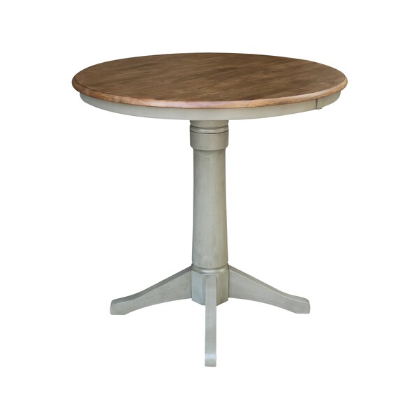 International Concepts Round 36 in Round Top Pedestal Table, Bar Height, Hickory/Stone, 36 in W, 36 in L, 41.9 in H, Wood - K41-36RT-27B-6B-2