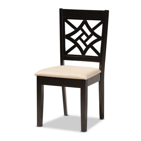 Baxton Studio Nicolette Modern and Contemporary Sand Fabric and Dark Brown Finished Wood 5-Piece Dining Set - 176-11386-8026-ZORO
