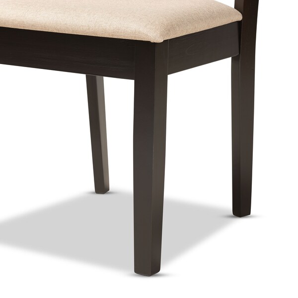 Baxton Studio Nicolette Modern and Contemporary Sand Fabric and Dark Brown Finished Wood 5-Piece Dining Set - 176-11386-8026-ZORO