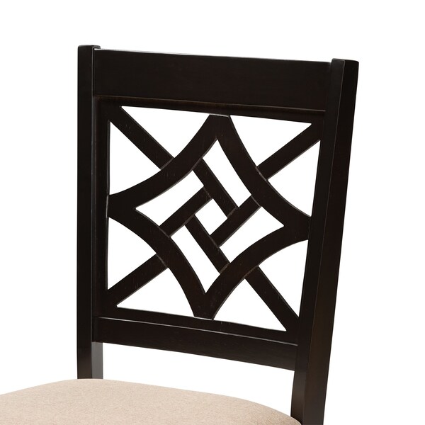 Baxton Studio Nicolette Modern and Contemporary Sand Fabric and Dark Brown Finished Wood 5-Piece Dining Set - 176-11386-8026-ZORO