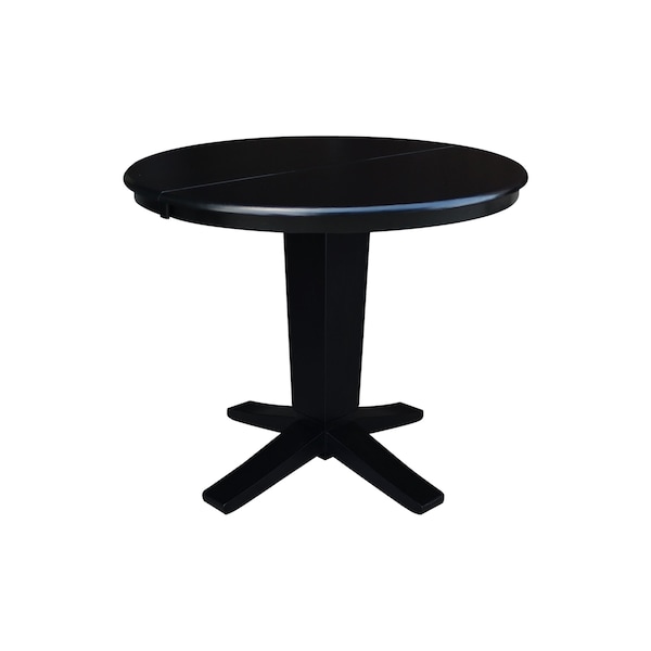 International Concepts 36 in. Solid Wood Round Extension Dining Table with 2 Chairs in Black - K46-36RXT-23B-C10-2