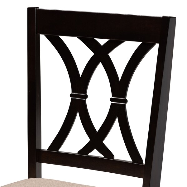 Baxton Studio Reneau Sand Upholstered Espresso Finished Wood 5-Piece Dining Set - 153-9403-8026