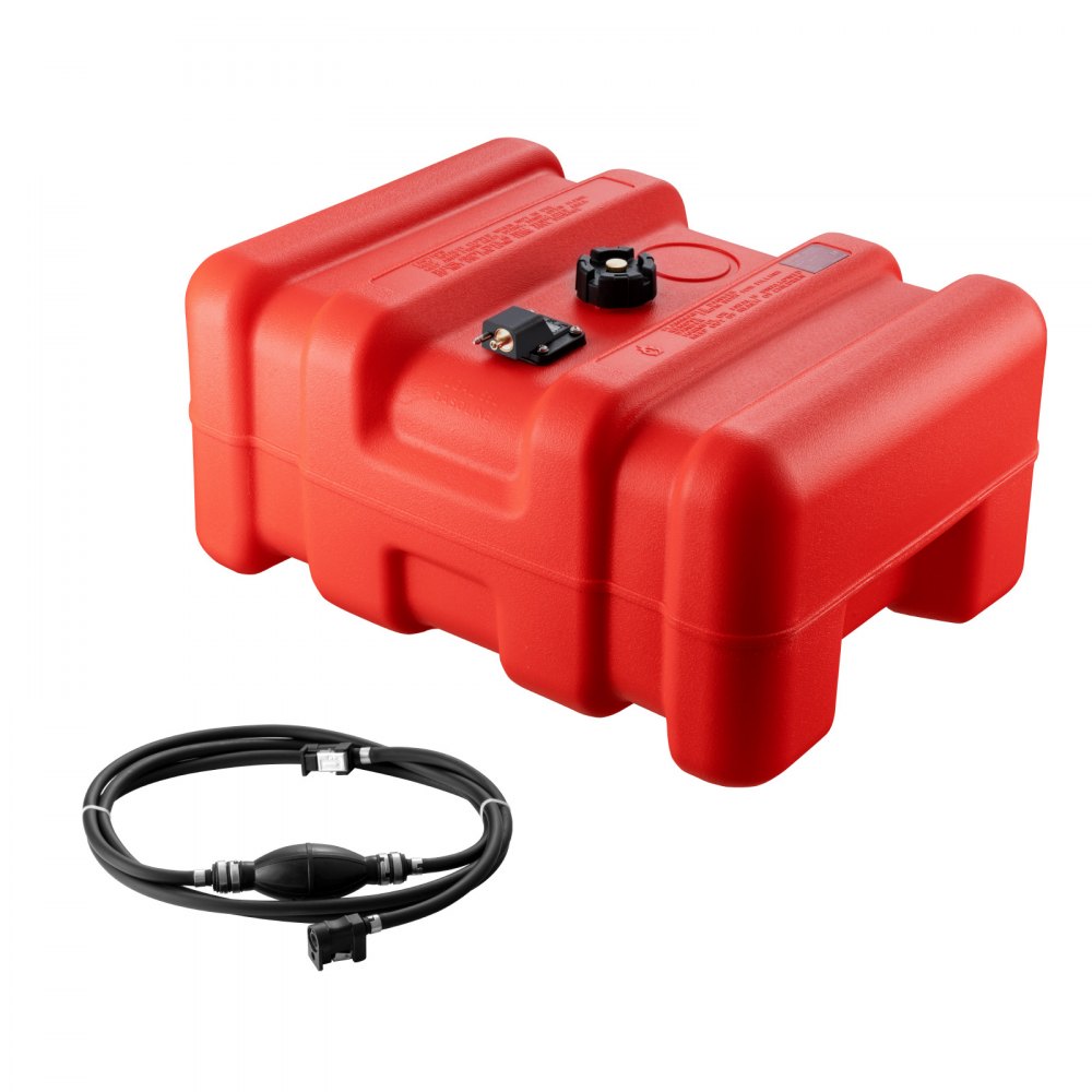 VEVOR Marine Fuel Tank, 14.53 Gallon/55L, Portable Boat Fuel Gas Tank for Outboard Engine Boats, Plastic Outboard Marine Boat Fuel Tank with Hose, Easy to Carry for Yacht, Fishing Boat, Deck Boat, Red - CYCYXWS12GAL1MPLHV0