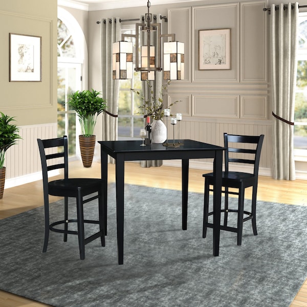 International Concepts 36 in. x 36 in. Counter Height Table with 2 Emily Counter Height Stools - 3 Piece Set - K46-3636-S6172-2