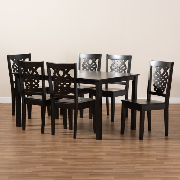 Baxton Studio Luisa Modern and Contemporary Transitional Dark Brown Finished Wood 7-Piece Dining Set - 177-11381-10519-ZORO