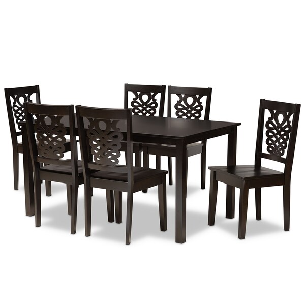 Baxton Studio Luisa Modern and Contemporary Transitional Dark Brown Finished Wood 7-Piece Dining Set - 177-11381-10519-ZORO