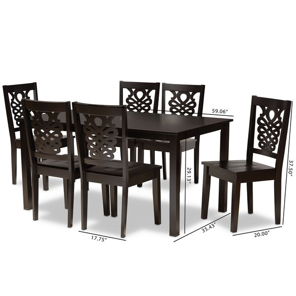 Baxton Studio Luisa Modern and Contemporary Transitional Dark Brown Finished Wood 7-Piece Dining Set - 177-11381-10519-ZORO