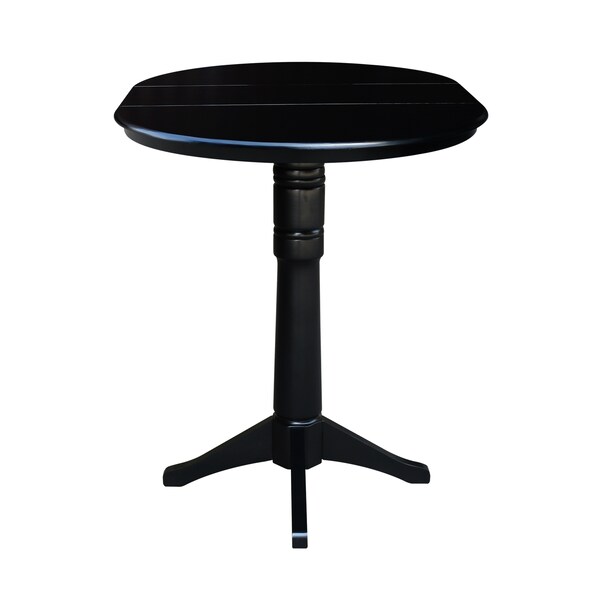 International Concepts Round 36 in Rd Top Pedestal Table, 12 in Leaf, 40.9 inH, Adjustable Height, Black, 36 in W, 48 in L - K46-36RXT-27B-6B-2