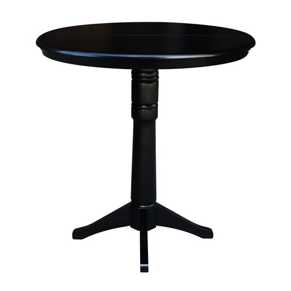 International Concepts Round 36 in Rd Top Pedestal Table, 12 in Leaf, 40.9 inH, Adjustable Height, Black, 36 in W, 48 in L - K46-36RXT-27B-6B-2