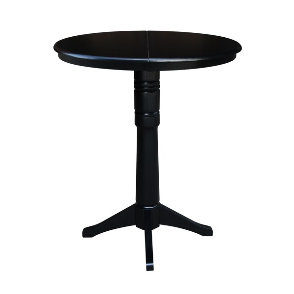 International Concepts Round 36 in Rd Top Pedestal Table, 12 in Leaf, 40.9 inH, Adjustable Height, Black, 36 in W, 48 in L - K46-36RXT-27B-6B-2