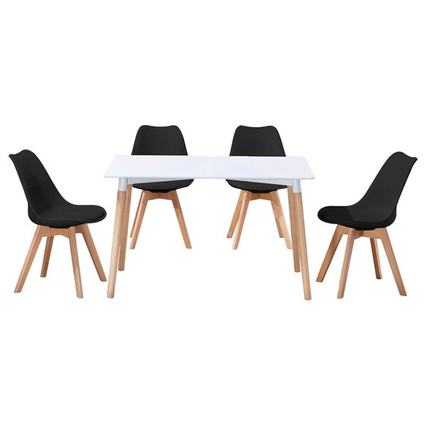 Kd Gabinetes 5 Piece Mid Century Modern Dining Set, Black - KD2194437