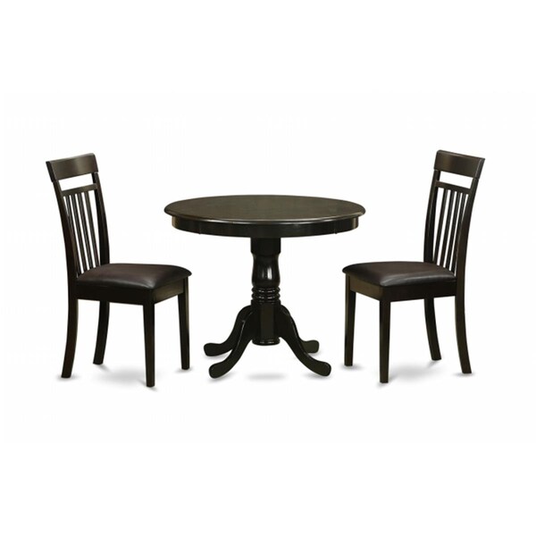 East West Furniture 3 Piece Kitchen Table-Drop Leaf Table and 4 Chairs For Dining Room - ANCA3-CAP-LC