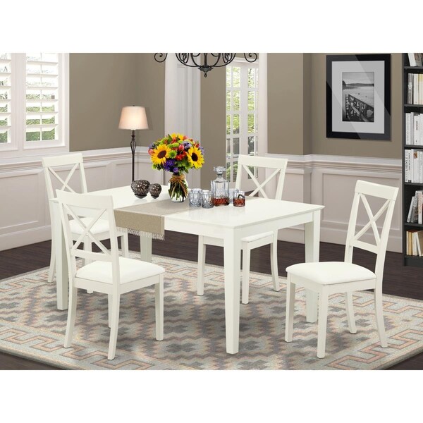 East West Furniture 5 Piece Capri Dining Room Set - Linen White - CABO5-LWH-LC