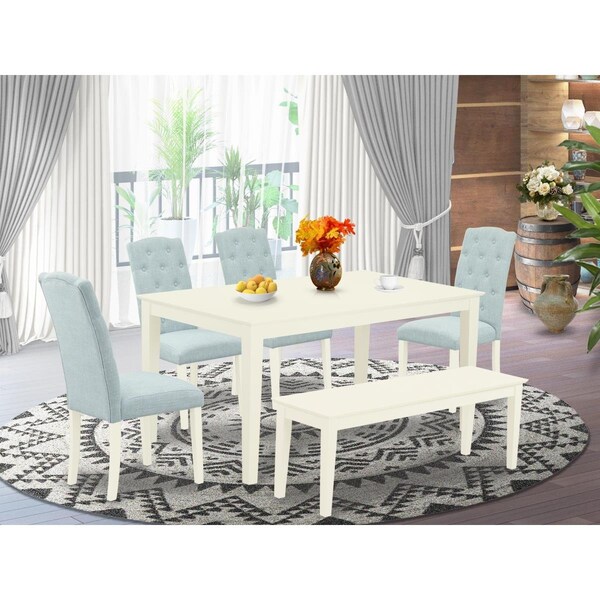 East West Furniture 6 Piece Capri Dining Set - Linen White - CACE6-LWH-15