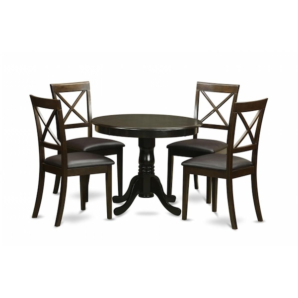 East West Furniture 5 Piece Kitchen Nook Dining Set-Kitchen Table Plus 4 Chairs For Dining Room - ANBO5-CAP-LC