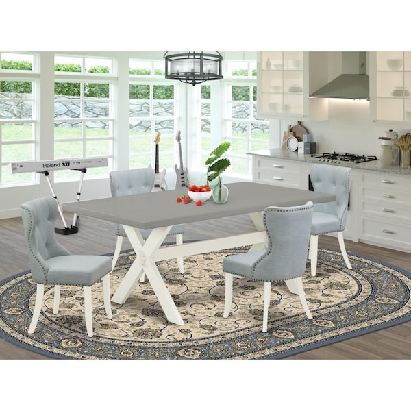 East West Furniture 5 Piece X-Style Kitchen Dining Room Set - Linen White - X097SI215-5