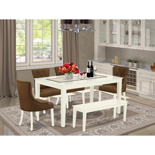 East West Furniture 6 Piece Capri Dining Set - Linen White - CAFR6-LWH-18