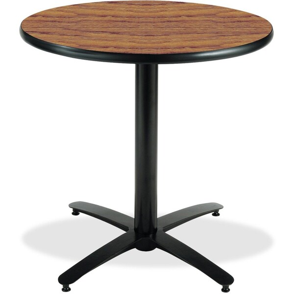 Kfi Round KFI 36in Medium Oak Breakroom Table with Arched X Base, 29 W, 36 L, 29 H, Laminate - T36RD-B2125-MO