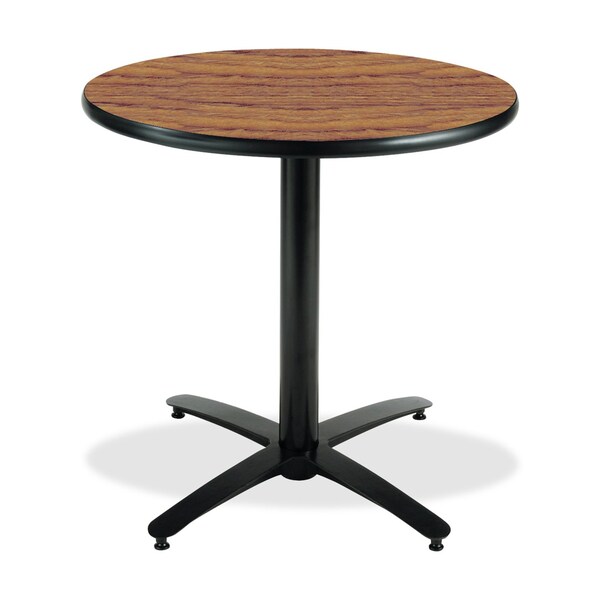 Kfi Round KFI 36in Medium Oak Breakroom Table with Arched X Base, 29 W, 36 L, 29 H, Laminate - T36RD-B2125-MO