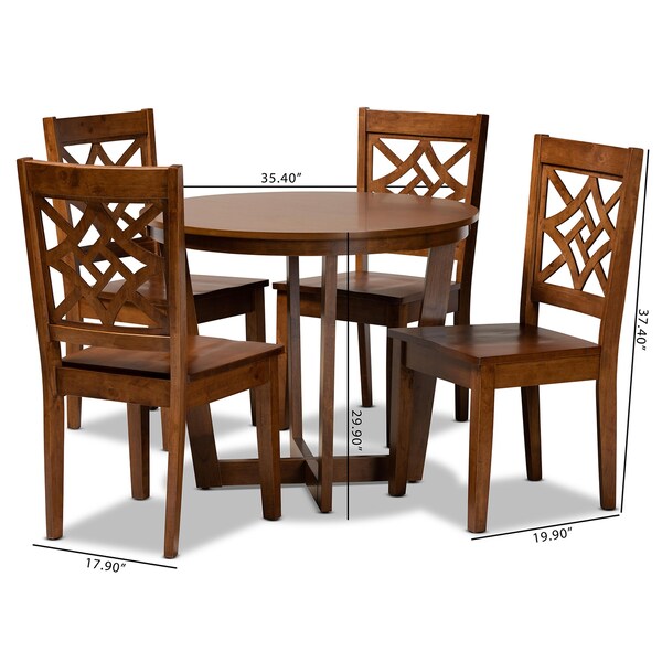 Baxton Studio Brava Modern and Contemporary Walnut Brown Finished Wood 5-Piece Dining Set - 179-11388-10897-ZORO