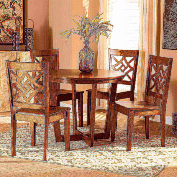 Baxton Studio Brava Modern and Contemporary Walnut Brown Finished Wood 5-Piece Dining Set - 179-11388-10897-ZORO
