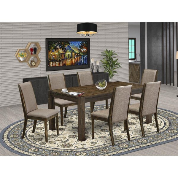 East West Furniture 7 Piece Lismore Dinette Set - Distressed Jacobean - LMLA7-77-16