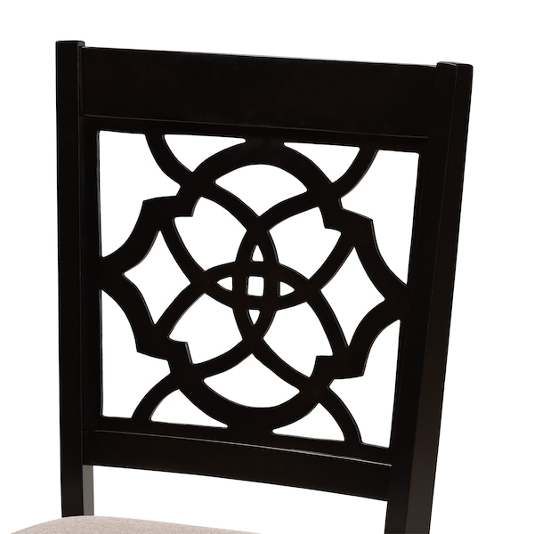 Baxton Studio Renaud Modern and Contemporary Sand Fabric and Dark Brown Finished Wood 7-Piece Dining Set - 174-10535-10519-ZORO