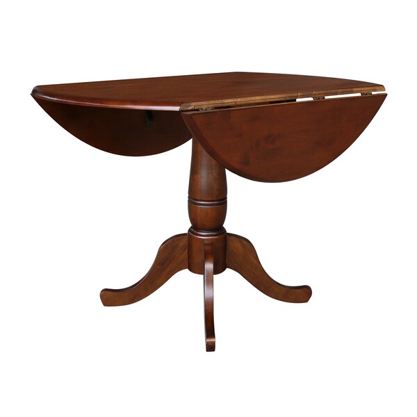 International Concepts Round 42 in Round Dual Drop Leaf Pedestal Table, 29.5 inH, Espresso, 42 in W, 42 in L, 29.5 in H - K581-42DPT