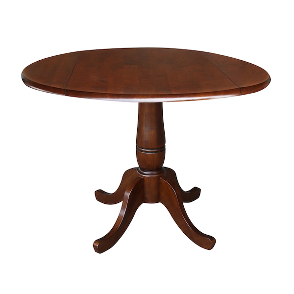 International Concepts Round 42 in Round Dual Drop Leaf Pedestal Table, 29.5 inH, Espresso, 42 in W, 42 in L, 29.5 in H - K581-42DPT